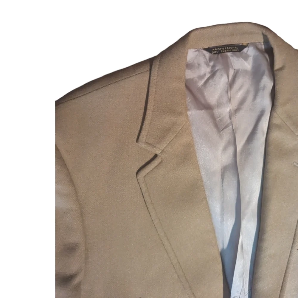 Vintage 100% wool classic academia tan neutral sport coat sz 46L